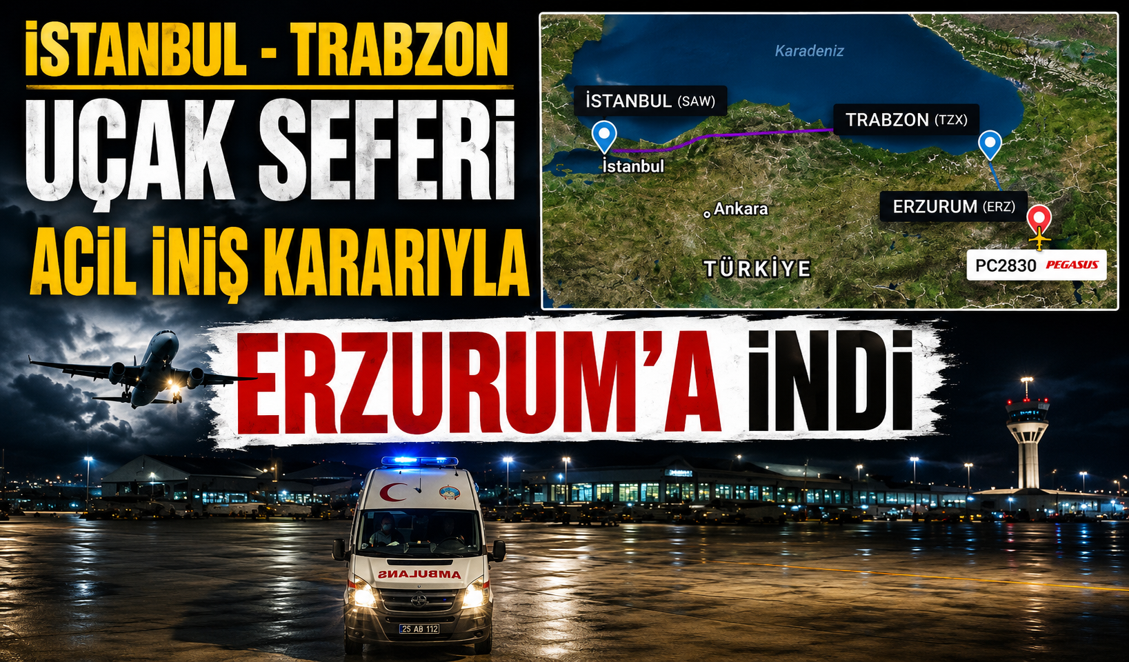 İstanbul-Trabzon seferinde korku dolu anlar! Uçak Erzurum’a indi...