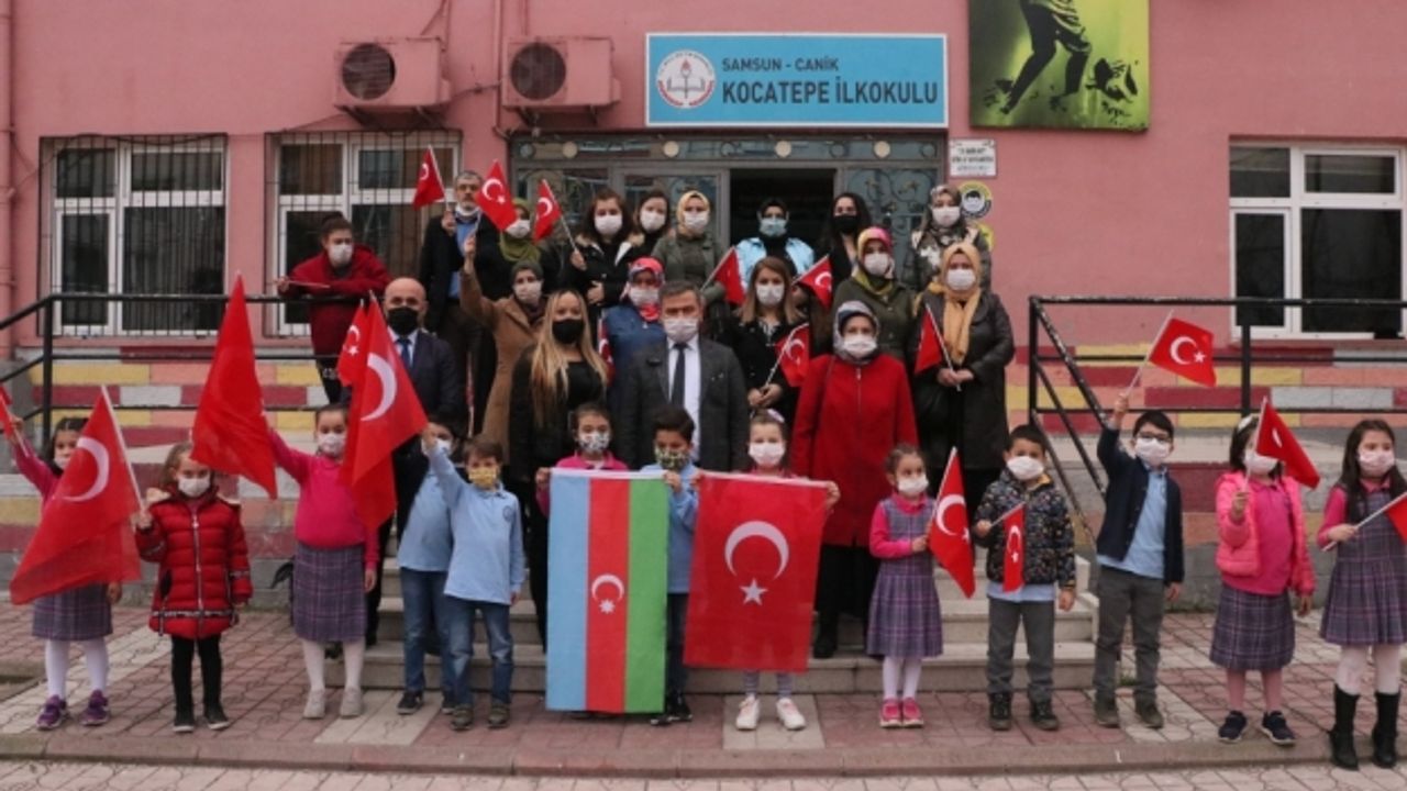 Azerbaycan askerlerinin çektiği teşekkür videosu Samsunlu minikleri sevindirdi