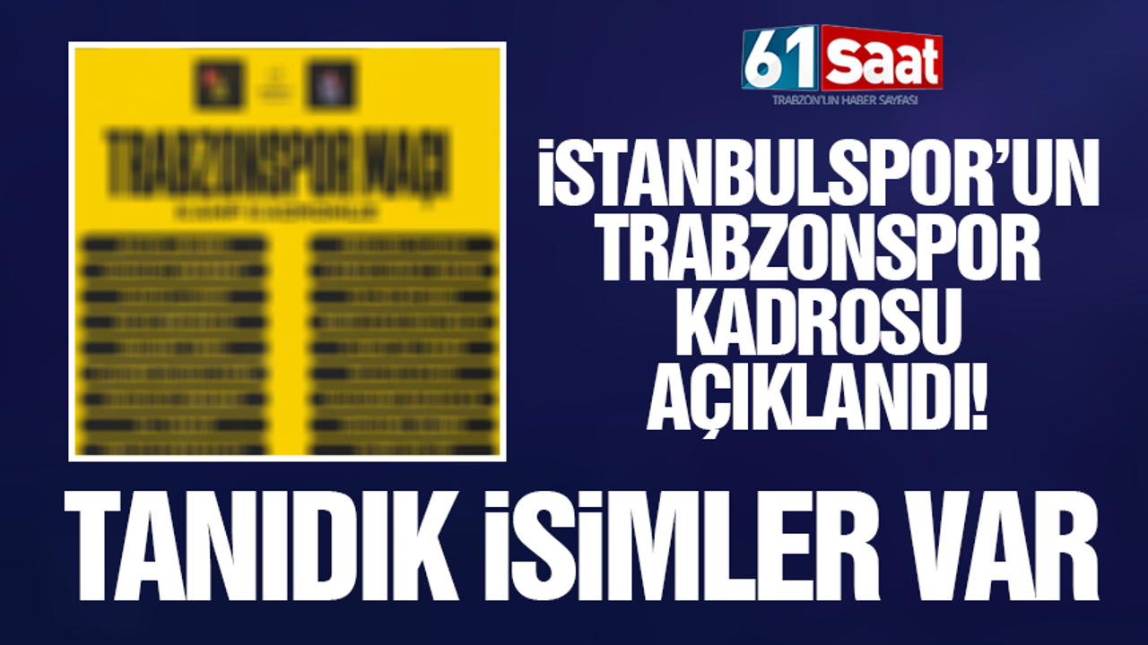 İstanbulspor'un Trabzonspor maçı kadrosunda tanıdık isimler!
