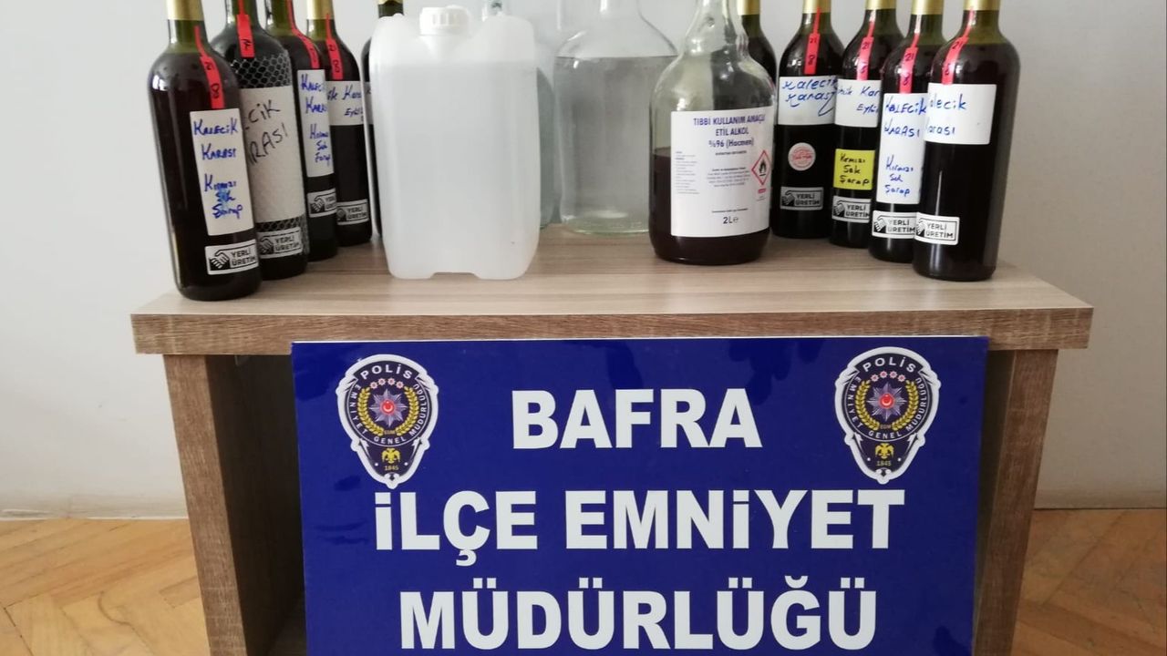 Bafra’da kaçak alkol ele geçirildi