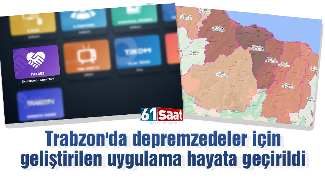Trabzon'da depremzedeler için geliştirilen uygulama hayata geçirildi
