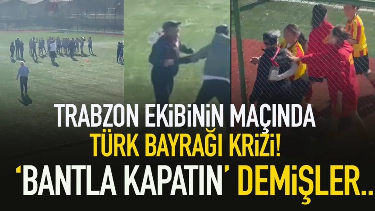 Trabzon ekibinin maçında Türk bayrağı krizi! 'Bantla kapatın' demişler..