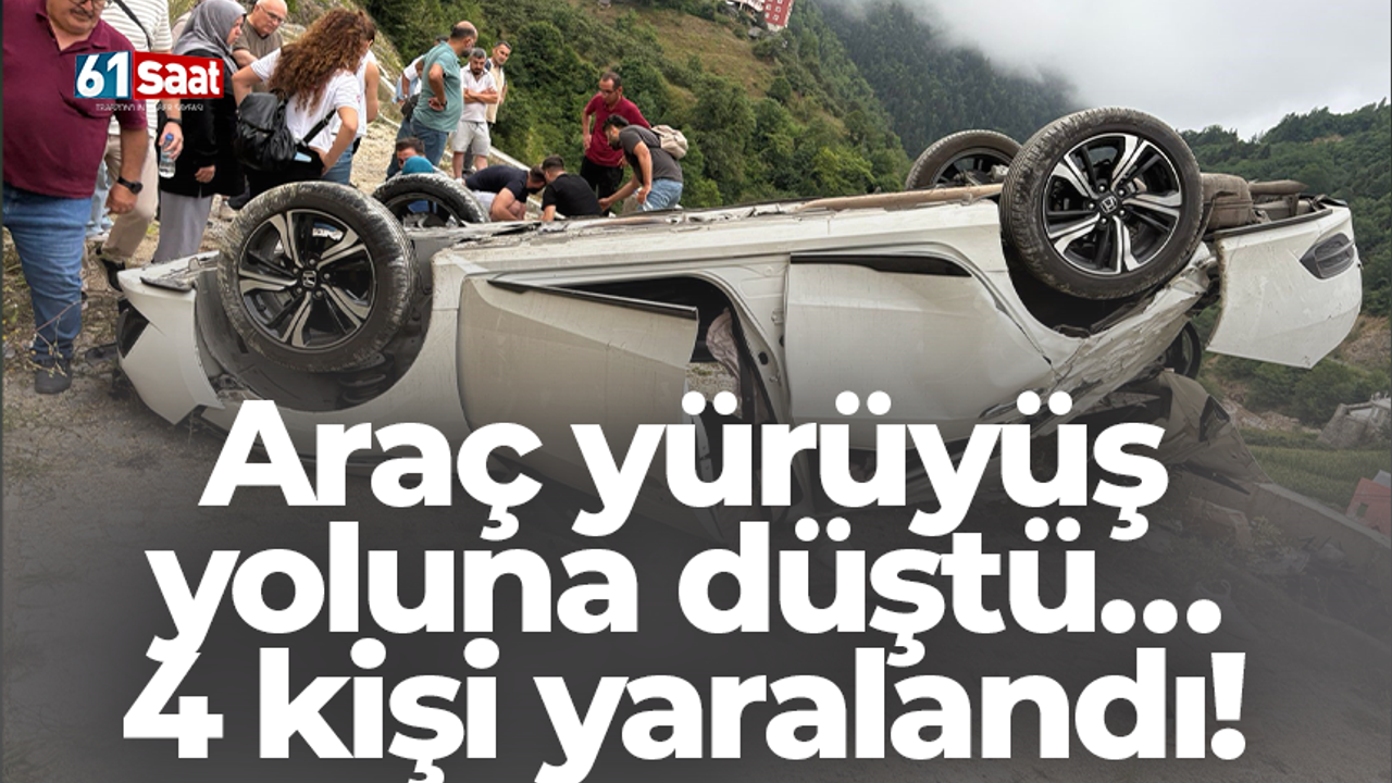 Araç yürüyüş yoluna düştü… 4 kişi yaralandı!