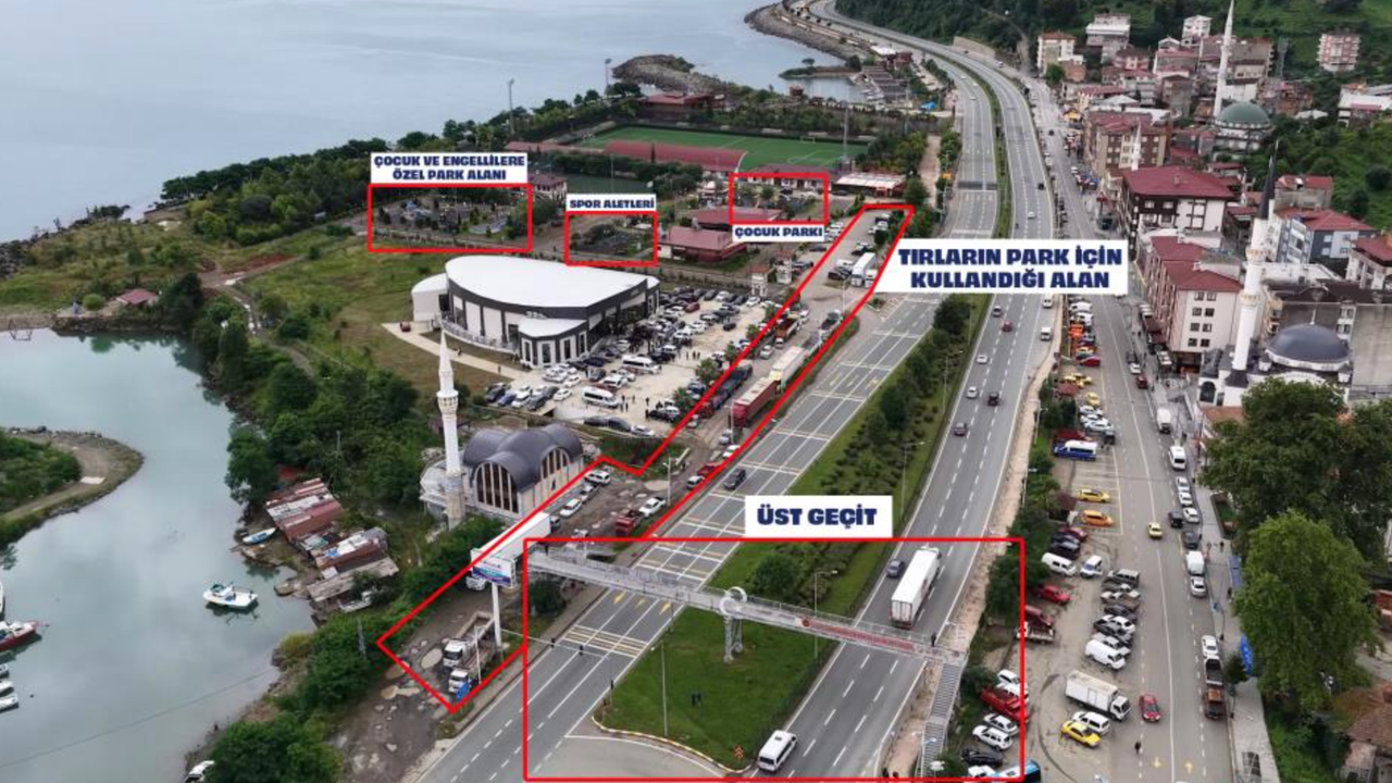 Rize'de tırların oluşturduğu tehlikeli labirent