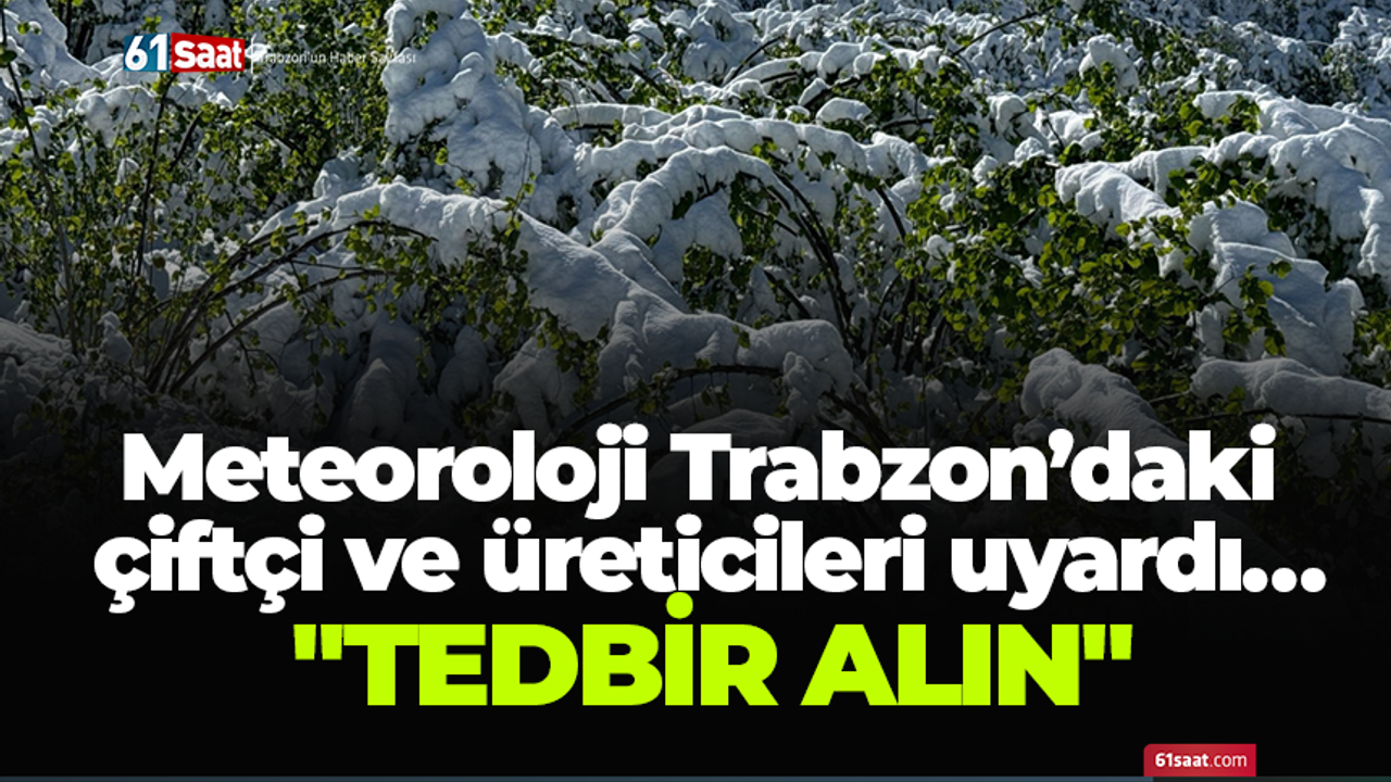 Meteoroloji Trabzon’daki çiftçi ve üreticileri uyardı… "Tedbir alın"