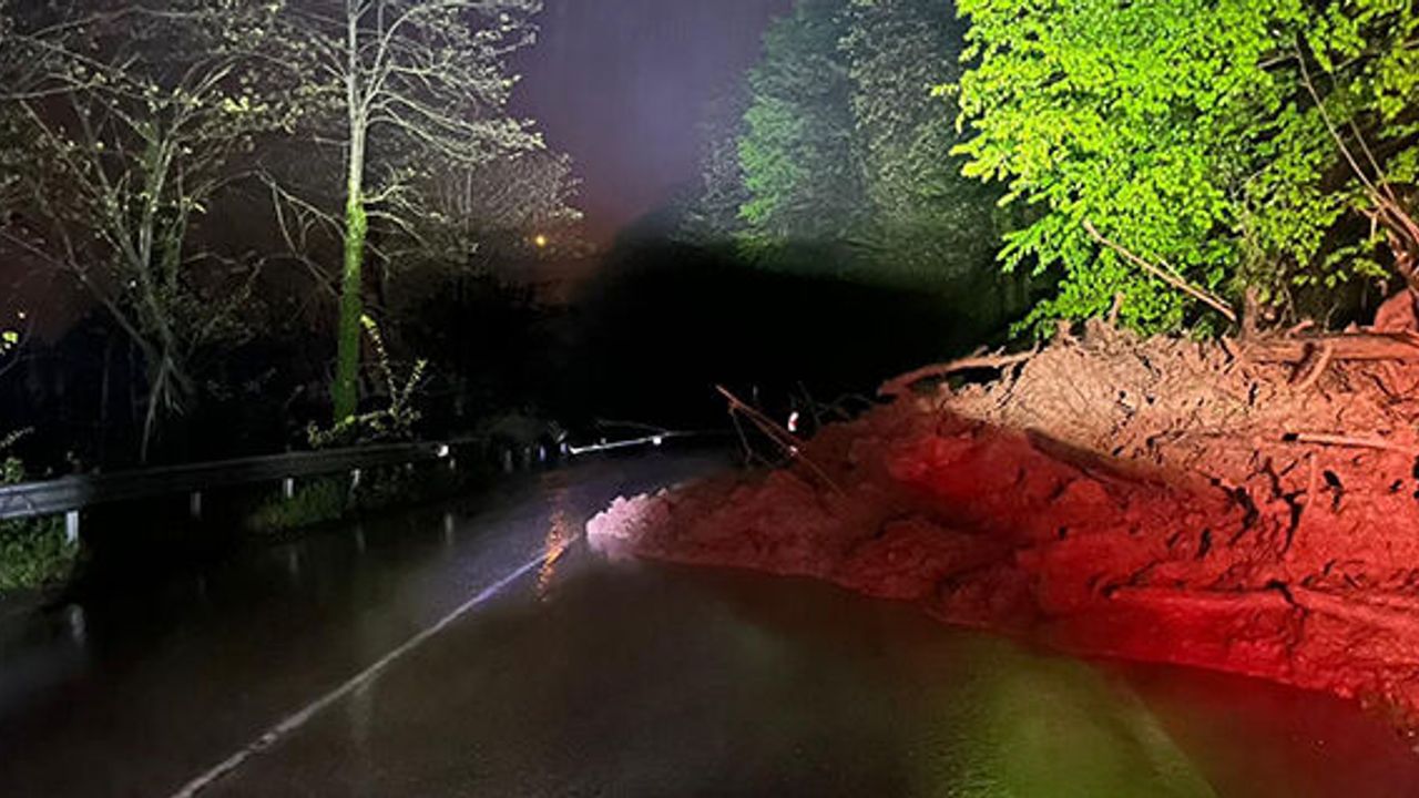Ordu'da heyelan nedeniyle yol ulaşıma kapandı