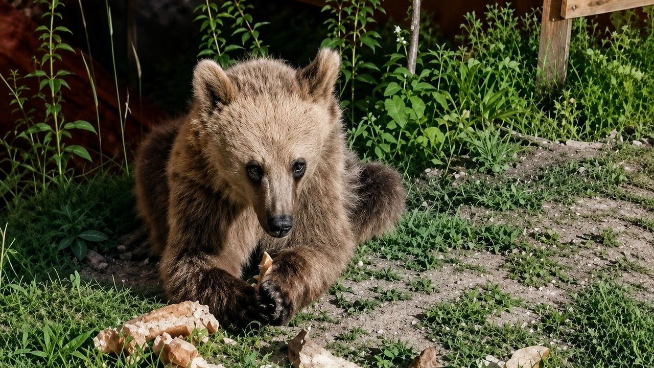 Piknikçilerin yiyecekleriyle beslenen bozayı ilgi odağı oldu