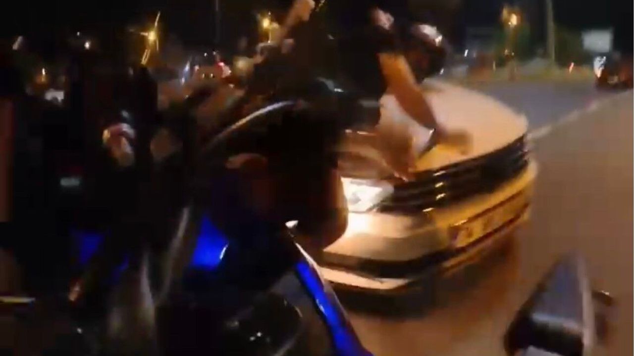 Tekirdağ'da kaza anı kask kamerasında