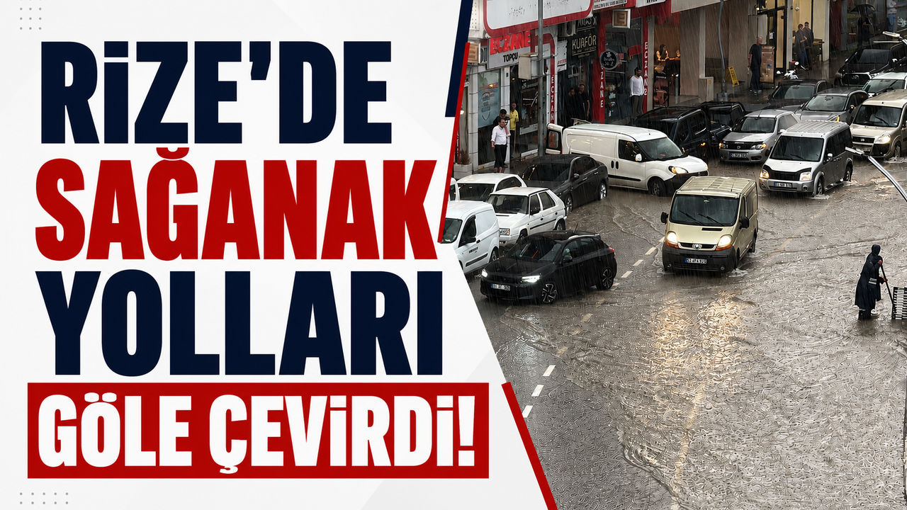 Rize'de sağanak yolları göle çevirdi!