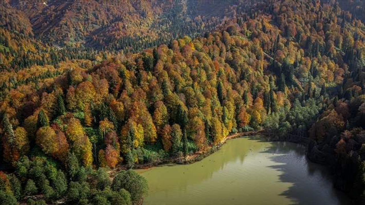 Artvin'deki Borçka Karagöl Tabiat Parkı sonbahar renklerine büründü
