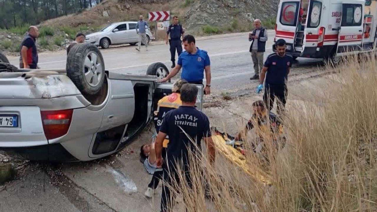 Takla atan otomobilin sürücüsü yaralandı