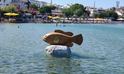 MUĞLA - Datça'da plaja 10 tonluk orfoz heykeli yerleştirildi