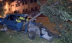 Küçükçekmece’de kontrolden çıkan otomobil ağaca saplandı: 3 yaralı