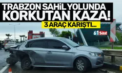 Trabzon'da sahil yolunda 3 araç kaza yaptı...