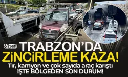 Trabzon'da trafiği kilitleyen zincirleme kaza...