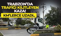 Trabzon Çömlekçi'de kaza... Trafik kilitlendi!