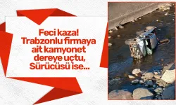 Feci kaza! Trabzonlu firmaya ait kamyonet dereye uçtu...