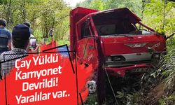 Çay Yüklü Kamyonet Devrildi! Yaralılar var..