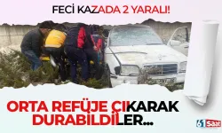 Feci kazada 2 yaralı! Orta refüje çıkarak durabildiler...