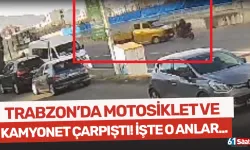 Trabzon'da motosiklet, kamyonetle çarpıştı; kaza anı kameralara böyle yansıdı...