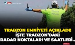 Trabzon emniyeti açıkladı! İşte Trabzon’daki radar noktaları ve saatleri…