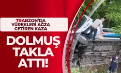 Trabzon'da yürekleri ağza getiren kaza! Dolmuş takla attı