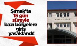 Şırnak'ta 15 gün süreyle bazı bölgelere giriş yasaklandı