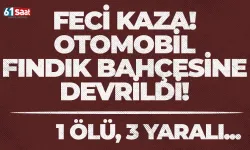 Otomobil fındık bahçesine devrildi: 1 ölü, 3 yaralı