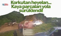 Korkutan heyelan... Kaya parçaları yola sürüklendi!