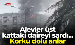 Alevler üst  kattaki daireyi  sardı!