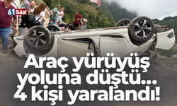 Araç yürüyüş yoluna düştü… 4 kişi yaralandı!