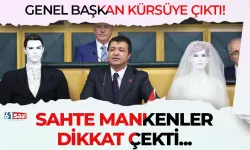 Genel Başkan kürsüye sahte mankenlerle çıktı! O anlar dikkat çekti...
