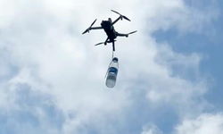 Rize'de dron ile çay bahçesine su servisi