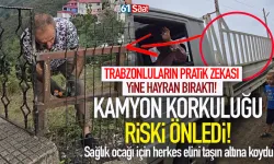 Trabzonluların pratik zekası alkış aldı! Kamyon korkuluğu, riski önledi...