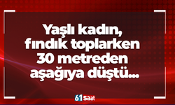 Yaşlı kadın, fındık toplarken 30 metreden aşağıya düştü...