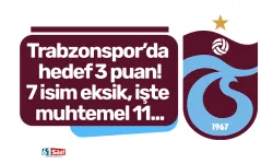Trabzonspor’da hedef kupaya 3 puanla başlamak! 7 isim eksik, işte muhtemel 11...