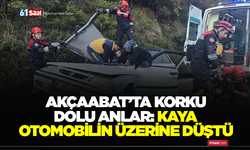 Akçaabat’ta korku dolu anlar: Kaya otomobilin üzerine düştü
