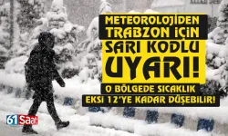 Trabzon'a sarı kodlu uyarı! O bölgede sıcaklık eksi 12'ye kadar düşecek...