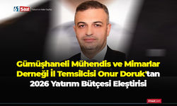 Gümüşhaneli Mühendis ve Mimarlar Derneği İl Temsilcisi Onur Doruk'tan 2026 Yatırım Bütçesi Eleştirisi