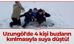 Uzungöl'de 4 kişi buzların kırılmasıyla suya düştü!