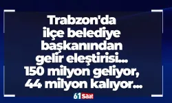 Trabzon'da ilçe belediye başkanından gelir eleştirisi... 150 milyon geliyor, 44 milyon kalıyor...