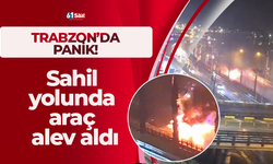 Trabzon'da panik! Sahil yolunda araç alev aldı