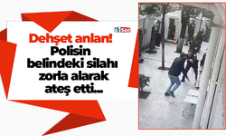 Dehşet anları! Polisin belindeki silahı zorla alarak ateş etti...