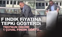 TMO’nun önüne bir çuval fındık döktü… "Fındığa ihanet, ülkeye ihanettir"