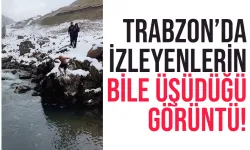 Trabzon'da izleyenlerin bile üşüdüğü görüntü...