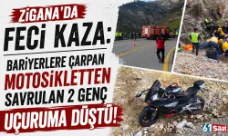 Zigana'da feci kaza: Bariyerlere çarpan motosikletten savrulan 2 genç uçuruma düştü!