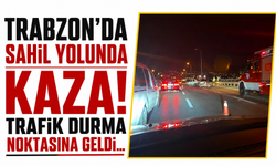 Trabzon’da sahil yolunda kaza! Trafik durma noktasına geldi