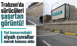 Trabzon’da sürücüleri şaşırtan görüntü! Yol kenarındaki siyah çuvallar merak konusu oldu