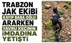 Trabzon JAK ekibi kayıp baba oğlu ararken yavru keçinin imdadına yetişti!