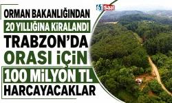 Orman Bakanlığından kiralandı, Trabzon'da 100 Milyon TL'le harcayacaklar